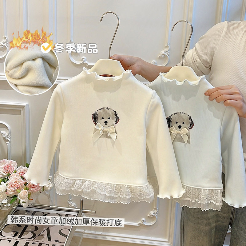 豆丁工坊新款韩版女童加绒加厚卫衣打底衣女宝宝秋冬季儿童潮款