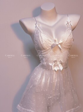 CAROLLL性感睡衣女薄纱小胸高级感蕾丝吊带睡裙情趣新款