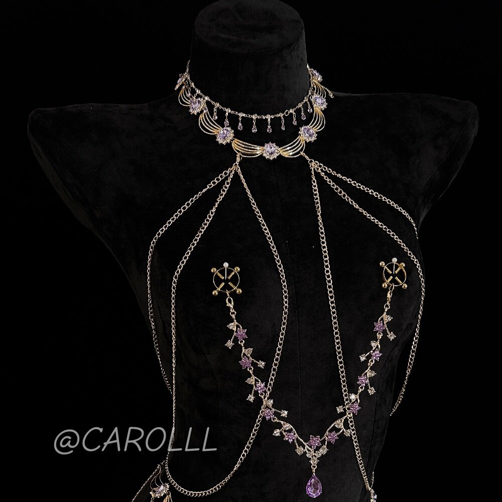 CAROLLL暗夜紫鸢尾性感全身体装饰链