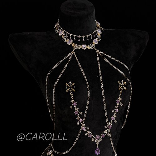 CAROLLL暗夜紫鸢尾性感全身链项圈身体链腰链
