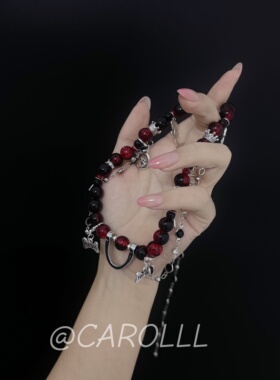 CAROLLL新中式酒红项圈可拉拽