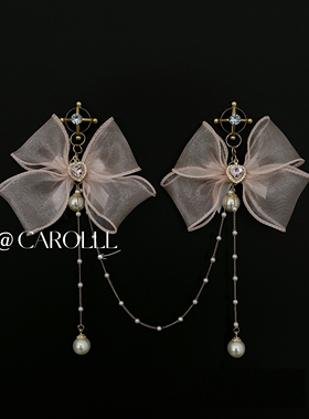 CAROLLL雪纱蝴蝶结爱心镶钻铃铛夹子