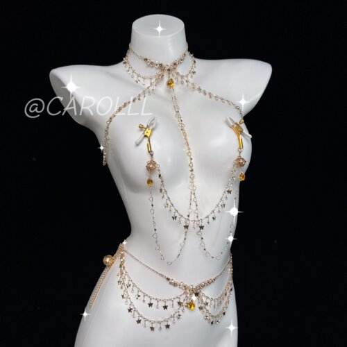 CAROLLL爱与美之神星芒流苏身体链项圈连体身体装饰链
