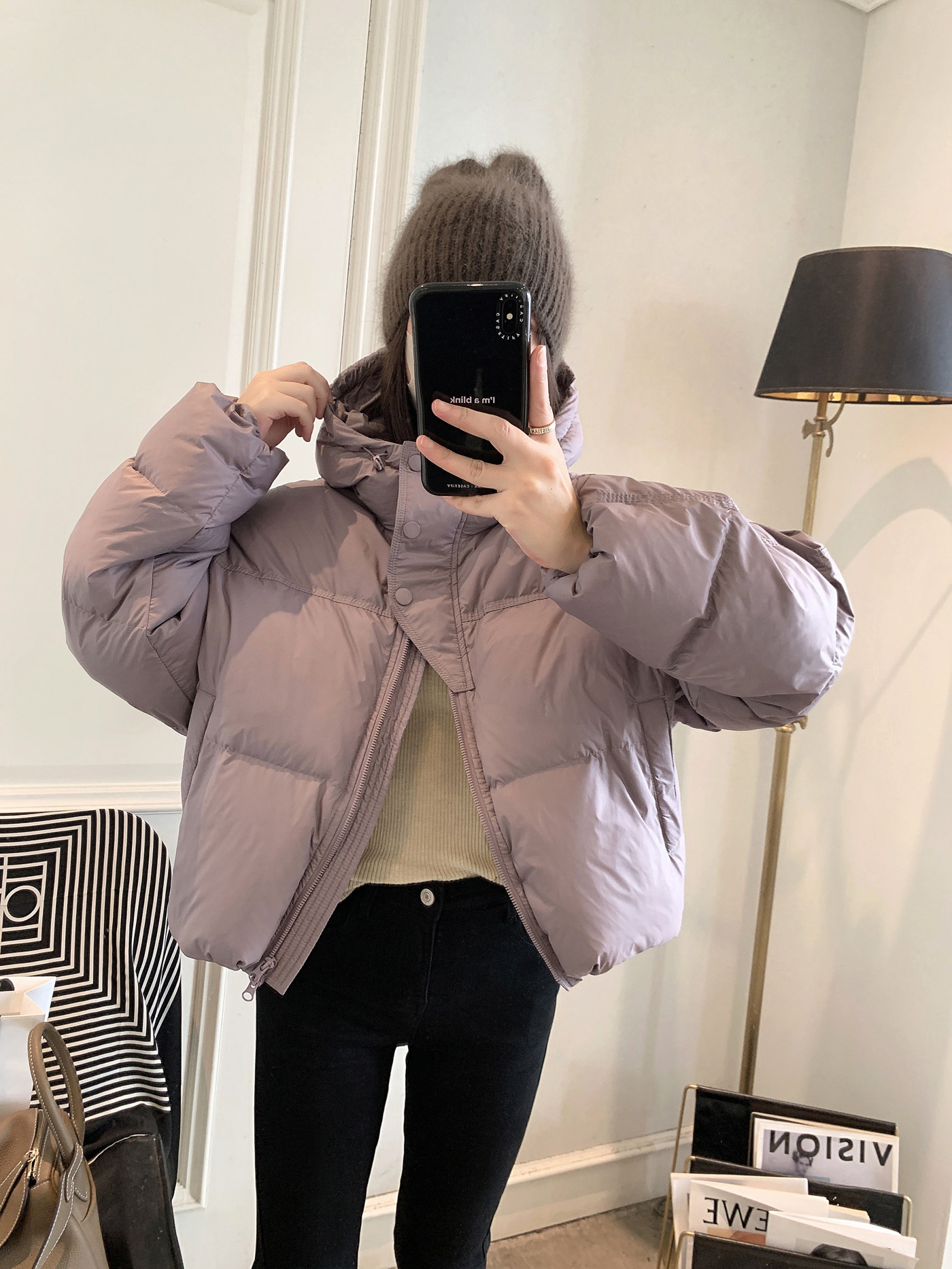 羽绒服女2023新款冬季女装韩版时尚抽绳连帽白鸭绒面包服外套女潮