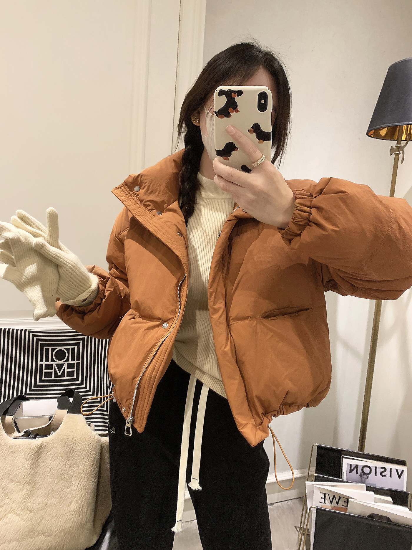 羽绒服女冬季2023新款女装韩版时尚短款抽绳白鸭绒面包服外套女潮