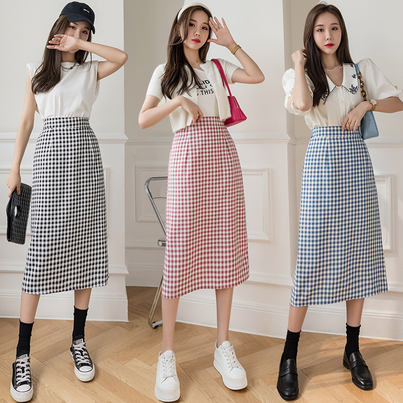 Real photo of little fresh plaid skirt for women
