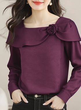 丽新折扣女装 M魅系列26春装30年老品牌高端立体花朵荷叶边上衣