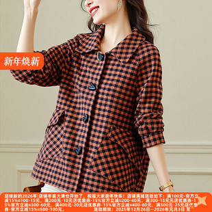 高级感通勤有范儿双面呢大衣格子女 系列25冬装 丽新折扣女装 C诚