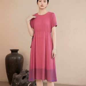 丽新折扣女装 H海 系列26艾 夏装新款气质高雅抽绳收腰显瘦连衣裙