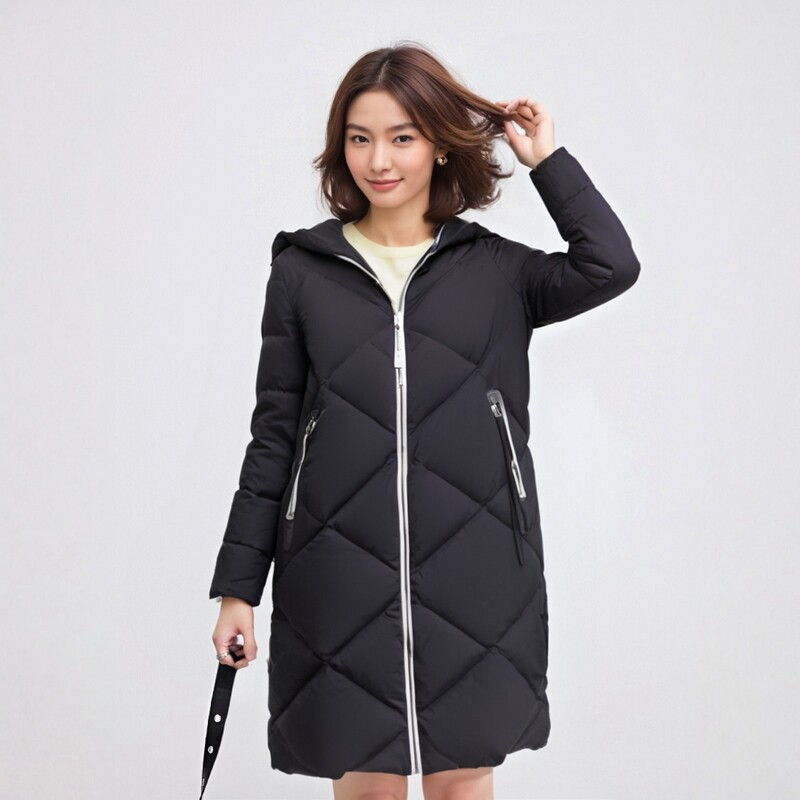 X雪系列中长款连帽羽绒服