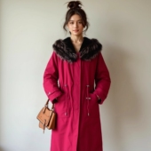 丽新折扣女装 派克服 兔毛内胆皮草收腰加厚长款 Y鹰 系列25冬装