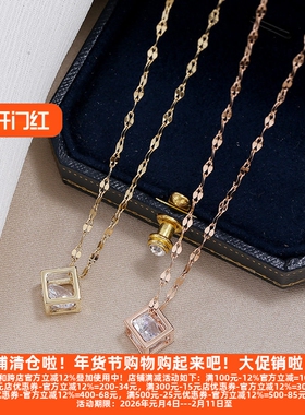锆石几何方块吊坠锁骨链折扣