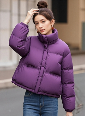 丽新折扣女装 F0 系列25冬装90白鸭绒填充休闲保暖羽绒服紫色短款