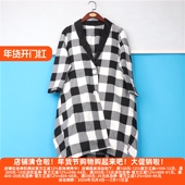 丽新折扣女装 风衣 格子宽松女翻领 汉派S 系列休闲大方女个性