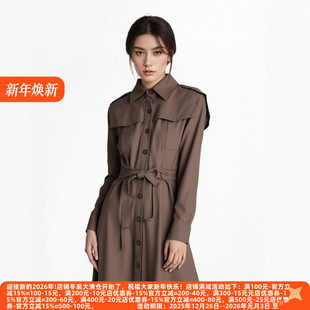 年轻都市女性工装 系列25秋冬新款 风收腰连衣裙 P飘 丽新折扣女装