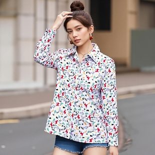 年轻都市女性娃娃领动物图衬衫 系列25秋冬新款 P飘 丽新折扣女装