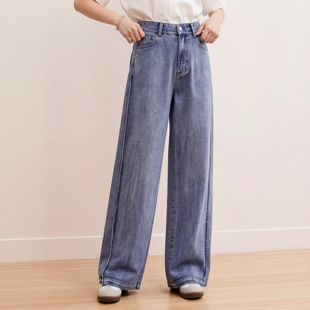 30年老品牌高端显瘦洋气牛仔阔腿裤 丽新折扣女装 M魅系列26春装