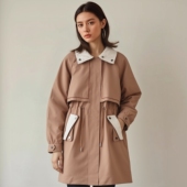 丽新折扣女装 加厚派克服 兔毛内胆皮草收腰中长款 Y鹰 系列25冬装