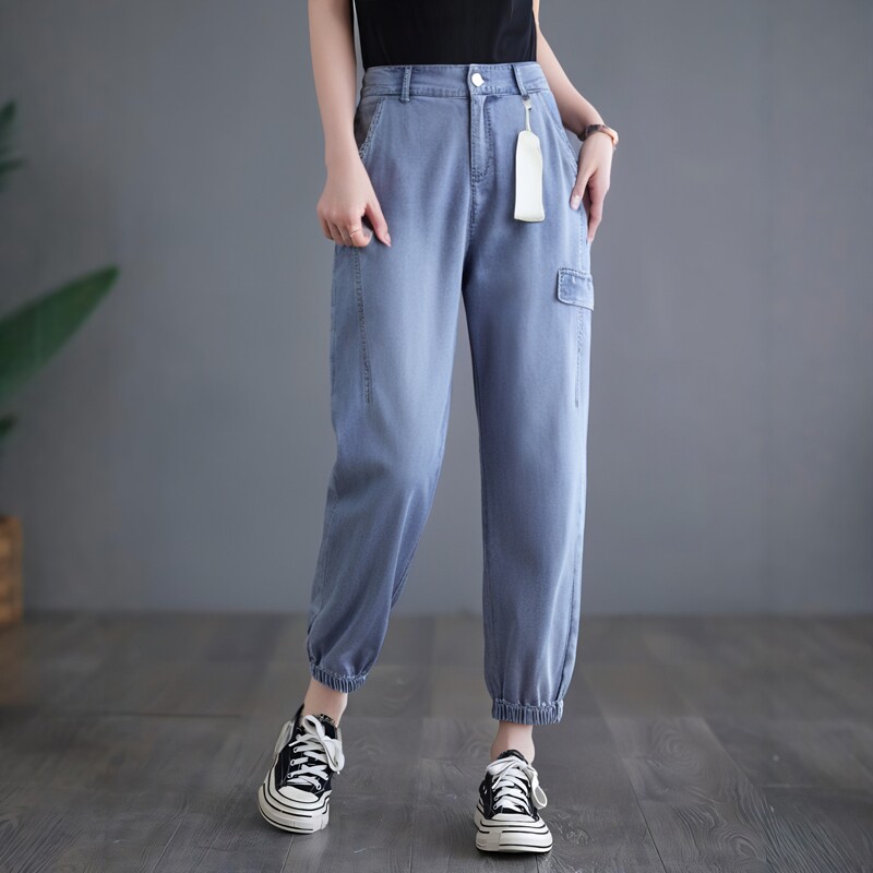 丽新折扣女装 H海10 系列 24夏装气质短袖减龄休闲下摆束脚牛仔裤