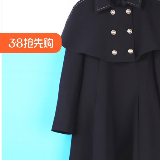 丽新折扣女装 M魅 系列 25春装老品牌大码高端拼接斗篷连衣裙套装