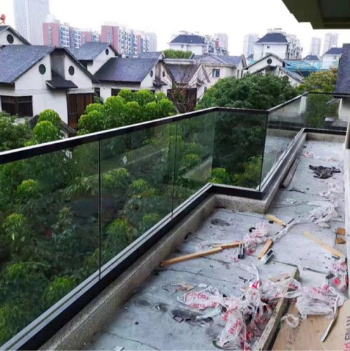 无框玻璃扶手护栏阳台实心铝合金