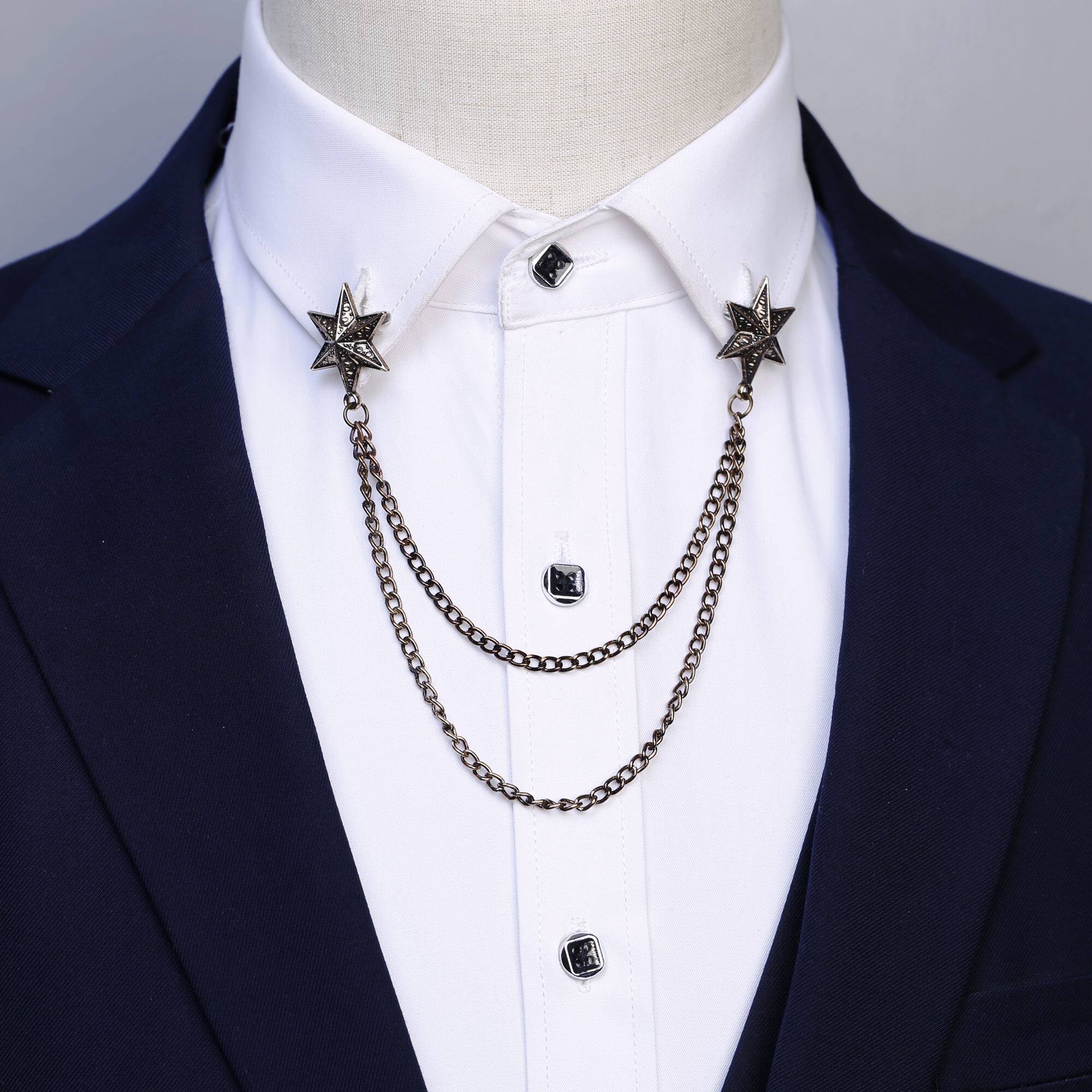 复古风流苏六角星胸针领针配饰