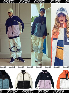 2021BSRABBIT韩国滑雪卫衣单双板男女款加厚保暖开衫立领无帽橘色