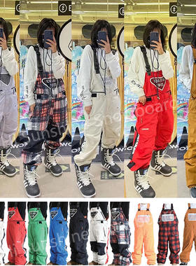 2223MRS日本滑雪服单双板防水风宽松直筒背带裤连体服虞书欣同款