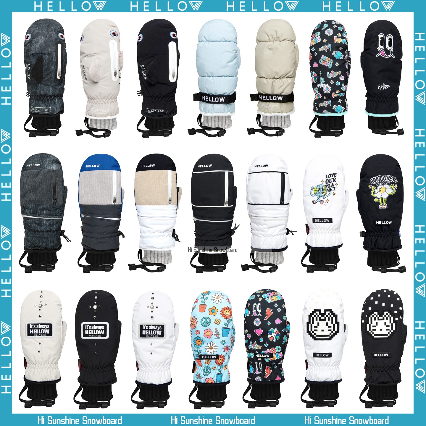 hellow韩国防水防风保暖滑雪手套