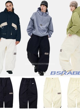2526BSRABBIT韩国滑雪裤单板双板男女防水透气黑色蓝色可收腿雪裤