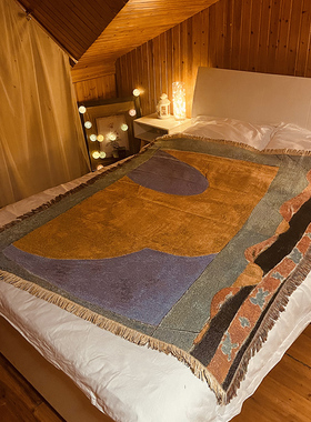 小毯子ins风露营休闲毯针织线毯办公室午睡盖毯 北欧风沙发巾毛毯