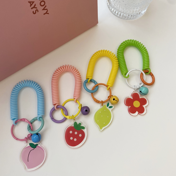 可爱花朵单面亚克力钥匙扣糖果色INS小花书包挂件钥匙链男女礼物