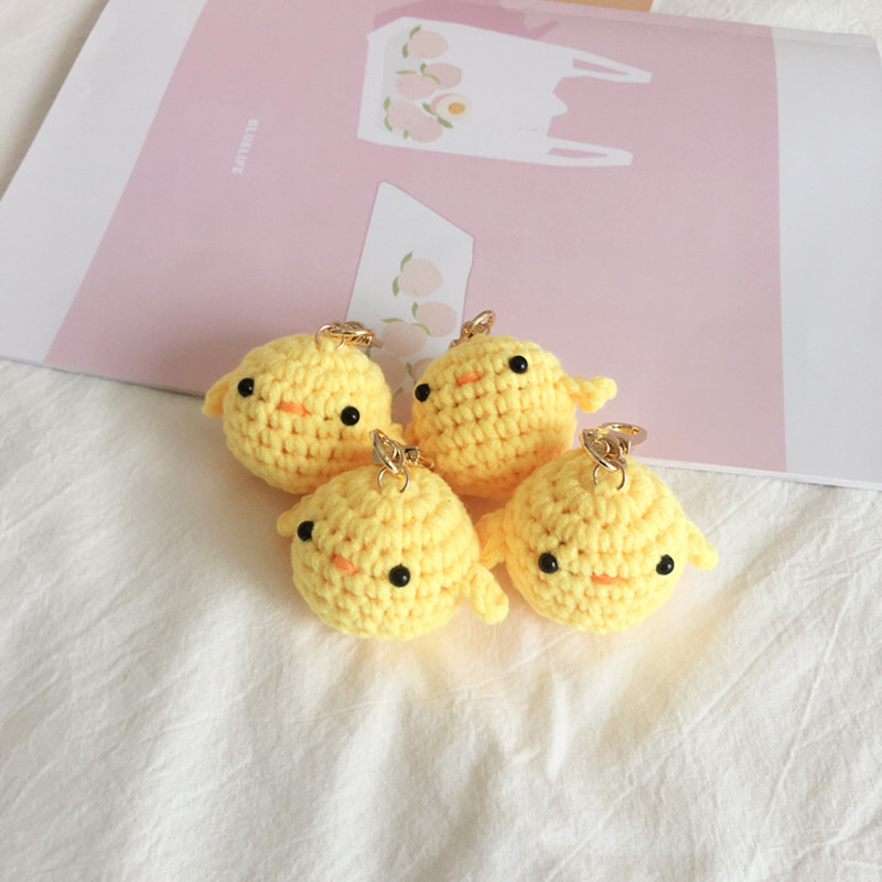 可爱手工毛线针织萌萌小黄鸡airpods保护套挂件包包钥匙扣挂饰