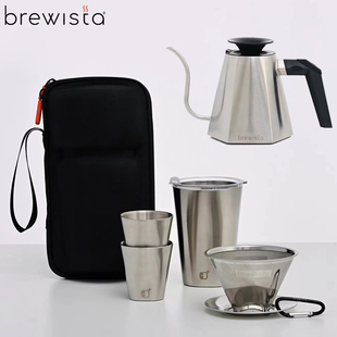 Brewista B+系列旅咖套装 不锈钢手冲咖啡滤杯咖啡杯 细口壶800ml