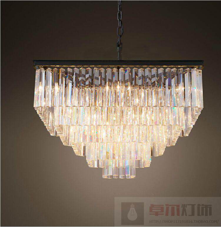 新款美式铁艺创意现代艺术客厅餐厅个性北欧式别墅方形水晶吊灯