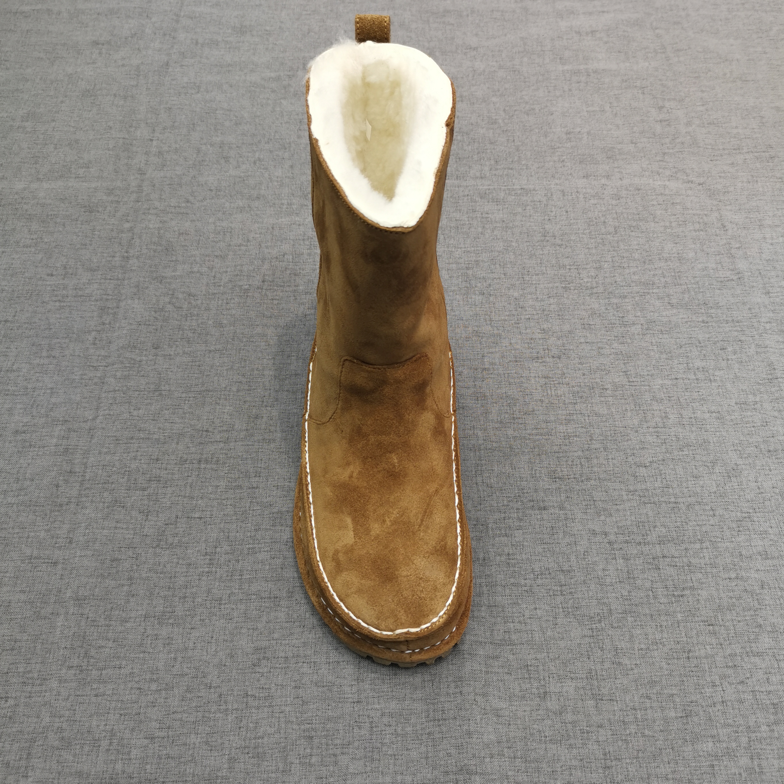 25ss冬.极简利落线条.牛皮.羊毛内里中筒雪地靴 短靴