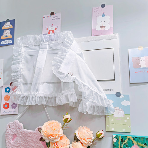 奶油风电表箱神器遮挡帘魔术贴网络箱盖板纱帘电源盒帘子杂物挂件