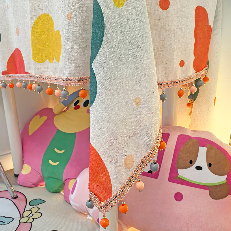 ins风可爱桌布长方形布艺台面保护垫珠子边餐布桌垫儿童房间布置