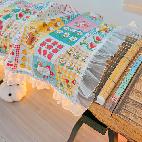 洛丽塔儿童古筝乐器配件防尘盖巾可爱波浪花边遮灰布2026新款通用