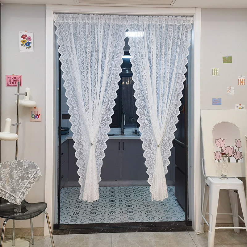 法式蕾丝隔断帘透光不透人纱帘门帘半帘卧室客厅复古梦幻ins窗帘