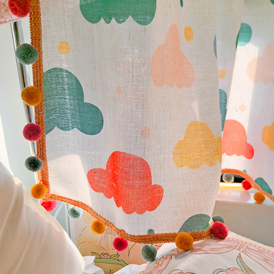 儿童房纱帘魔术贴透光不透人