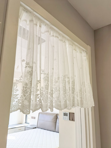纱帘白色蕾丝田园美式隔断