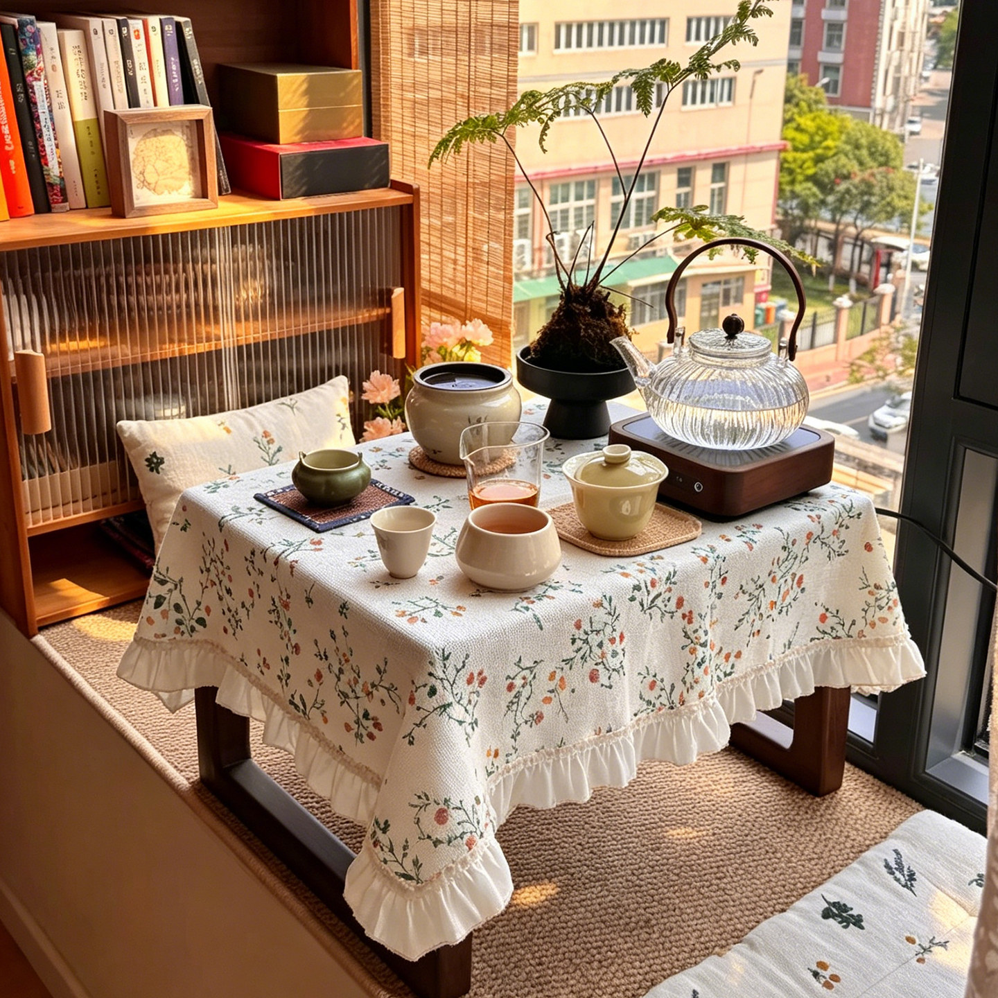 复古碎花茶棉麻纱飘窗矮桌盖布榻榻米小茶几装饰茶台垫小茶室桌布图片