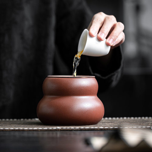陶化妆土福禄建水陶瓷复古做旧茶洗水盂笔洗茶道配件葫芦形茶渣