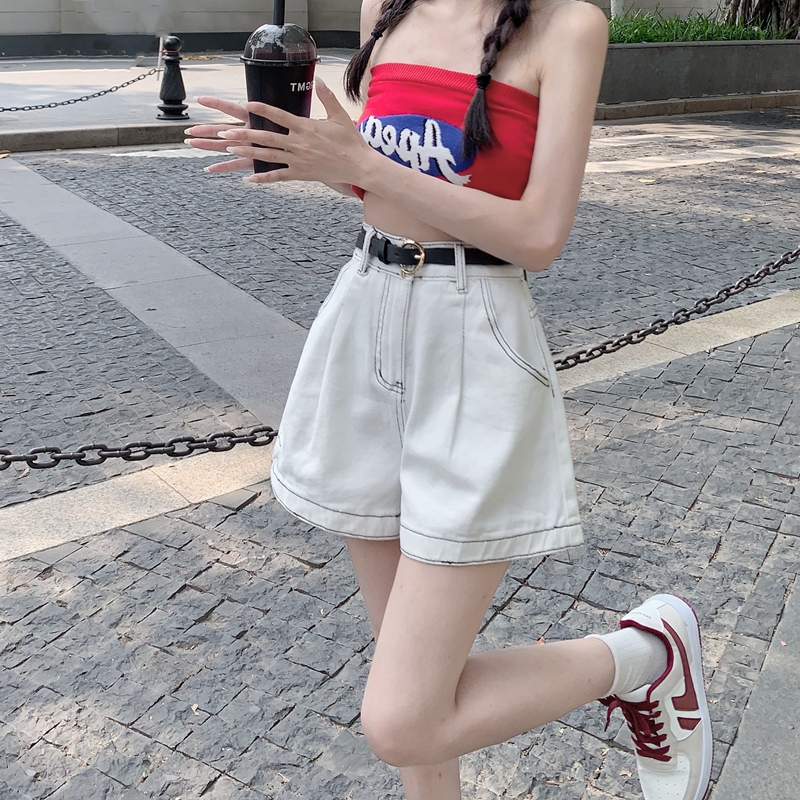 大码微胖mm韩版夏季新款高腰显瘦牛仔短裤女宽松阔腿外穿薄款热裤