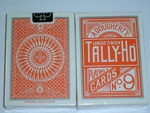 美國進口 TALLY-HO 圓背 扇背 特制 橘色背 撲克牌