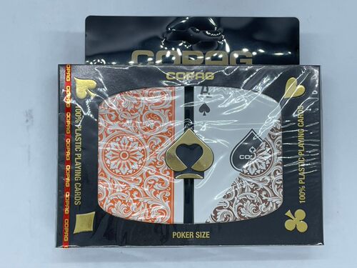 巴西制品 COPAG 1546 塑料 橘咖背 POKER SIZE 小字 撲克牌
