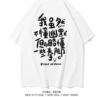 略懂一些拳脚 短袖t恤夏季宽松显瘦趣味搞笑文字情侣装体恤衫男女
