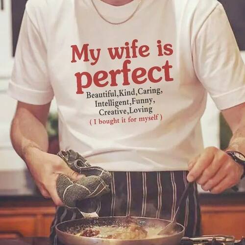 新款My wife is perfect夏季ins风情侣短袖百搭老婆t恤男女美式