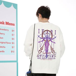 eva福音战士联名卫衣男冬款新世纪加绒初号机二次元卡通周边衣服